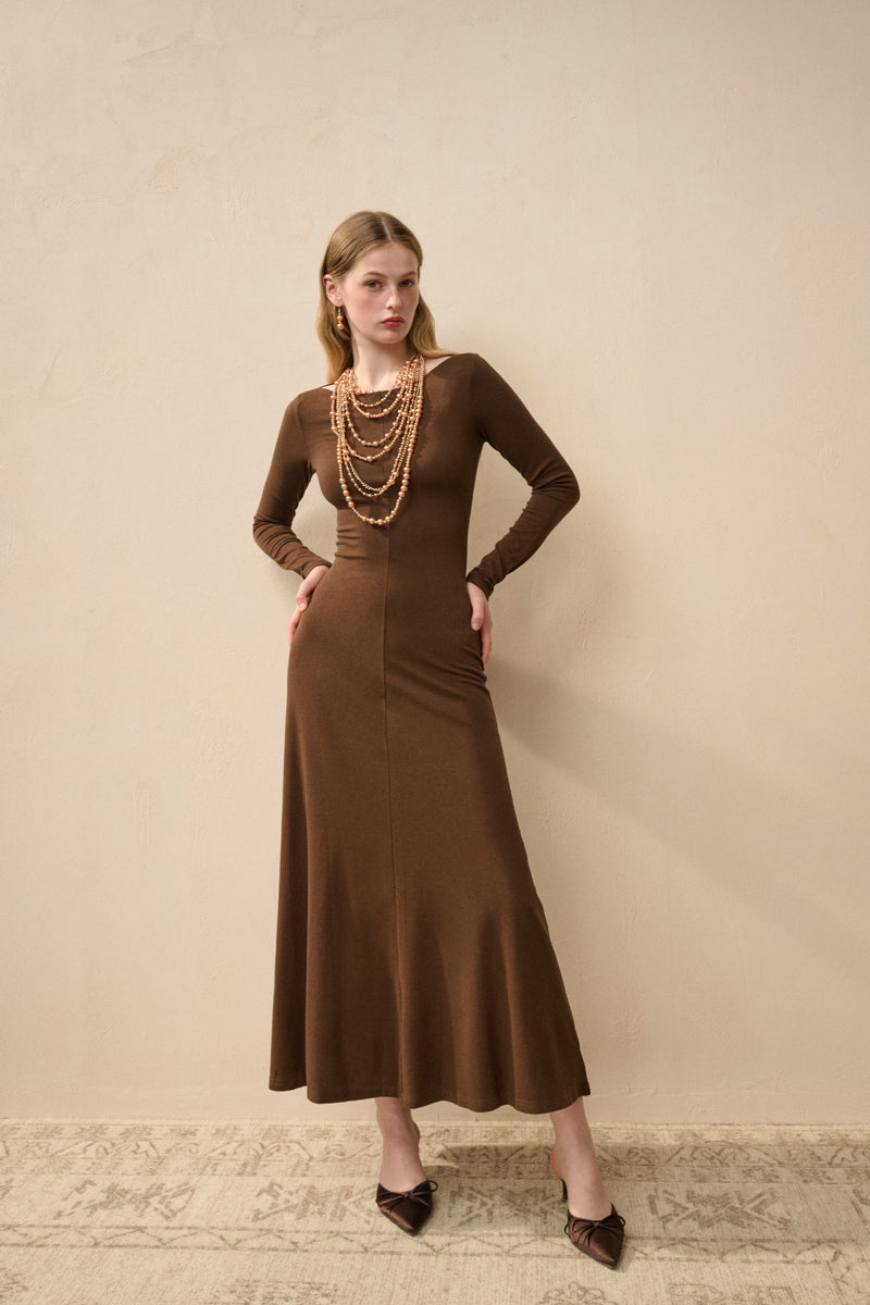 Long sleeve fit and flare dress