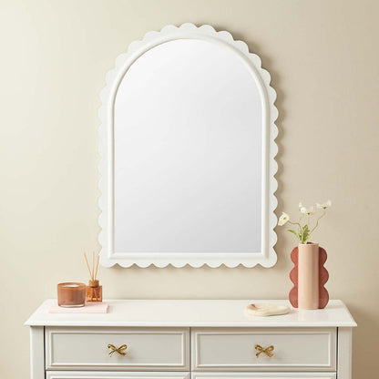 Lux Scalloped Edge Wall Mirror - White
