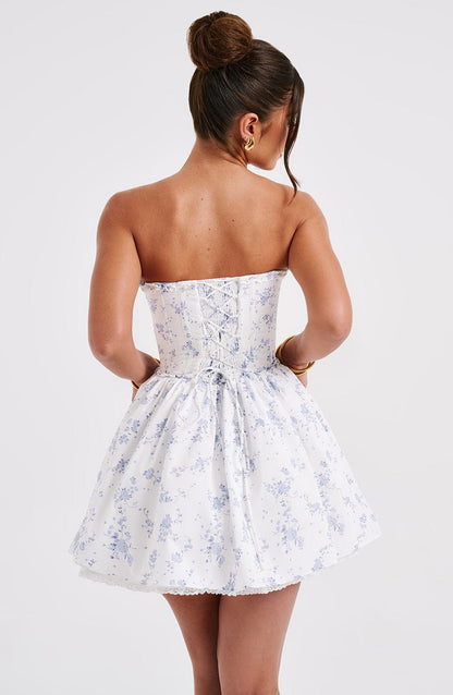 Maeve Mini Dress - Blue Ditsy Print Dress Babyboo Fashion Premium Exclusive Design