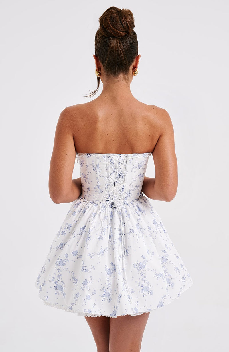 Maeve Mini Dress - Blue Ditsy Print Dress Babyboo Fashion Premium Exclusive Design
