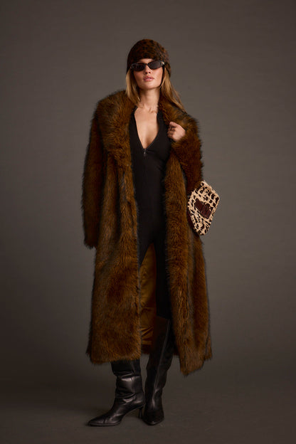 Alternate angle of the brown jacket highlighting the overall design.