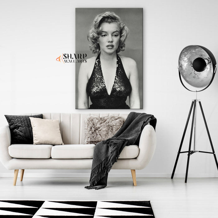 Marilyn Monroe In Black Dress Wall Art Canvas