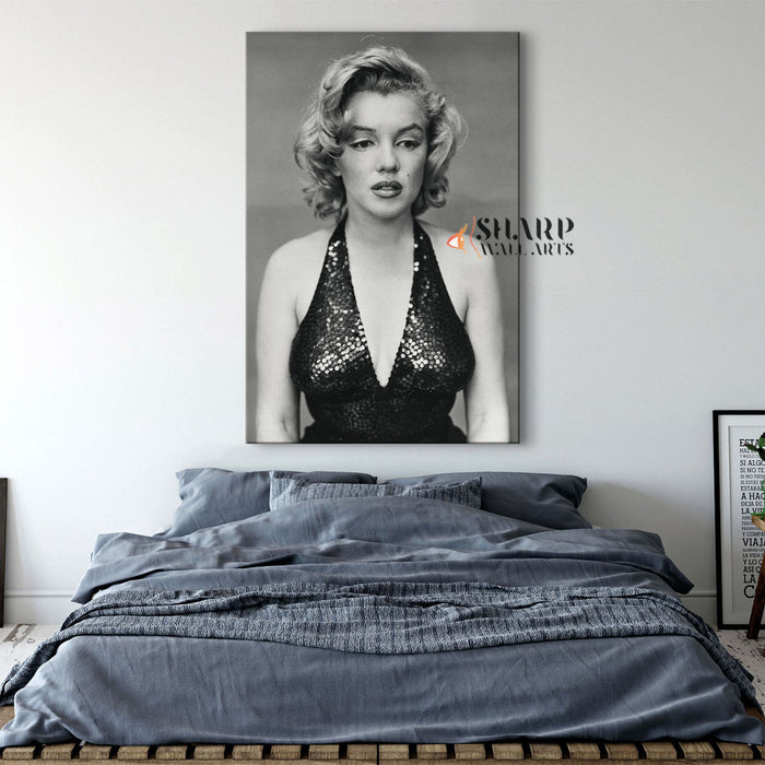 Marilyn Monroe In Black Dress Wall Art Canvas