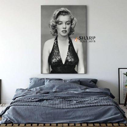 Marilyn Monroe In Black Dress Wall Art Canvas