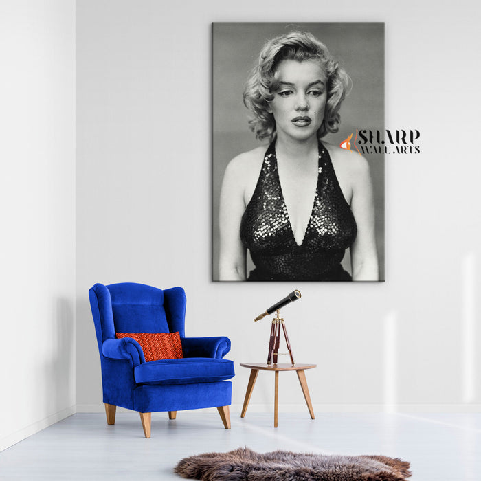 Marilyn Monroe In Black Dress Wall Art Canvas
