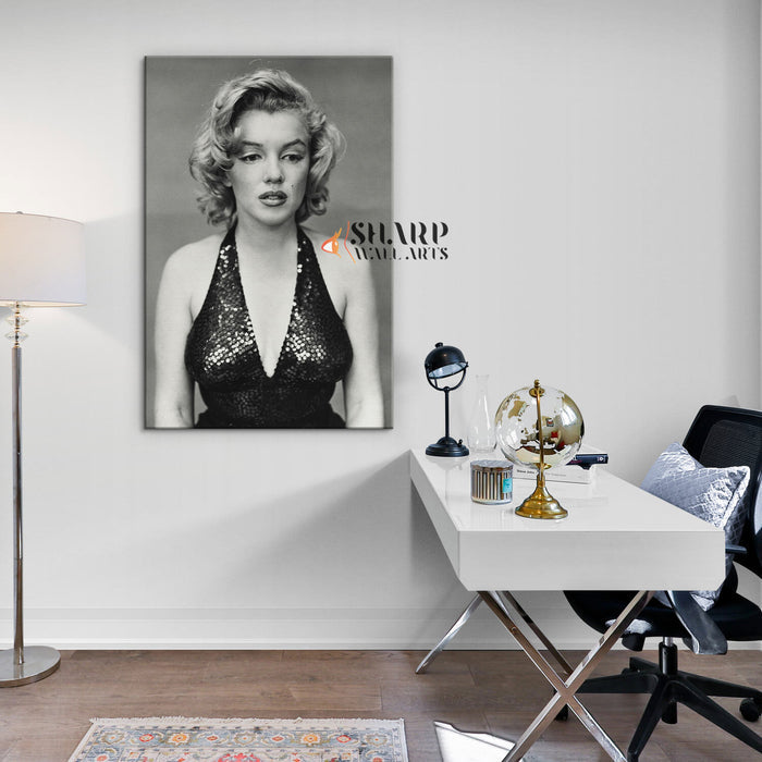 Marilyn Monroe In Black Dress Wall Art Canvas