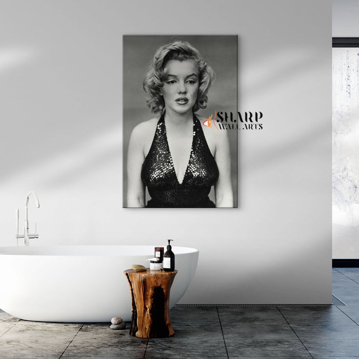 Marilyn Monroe In Black Dress Wall Art Canvas
