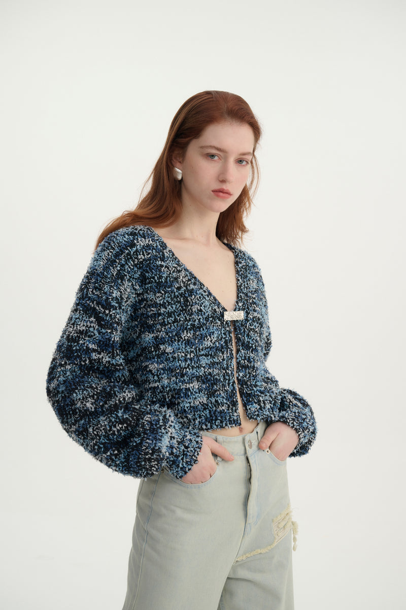 Marled knit boxy cardigan
