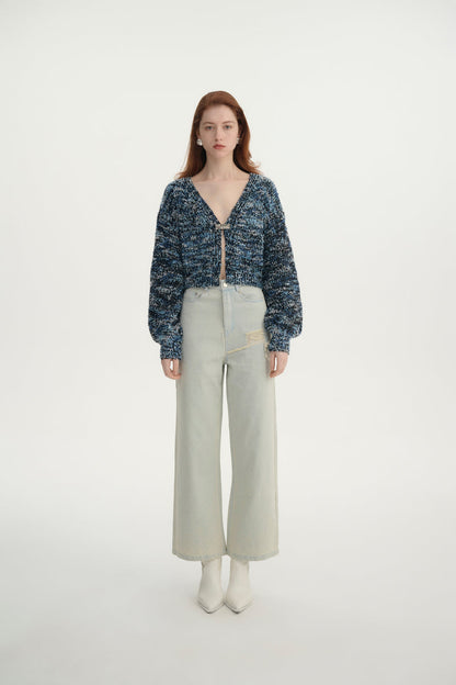 Marled knit boxy cardigan