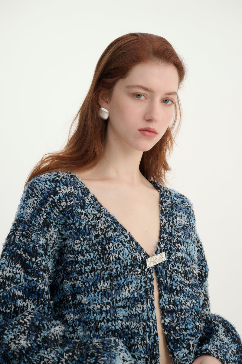 Marled knit boxy cardigan