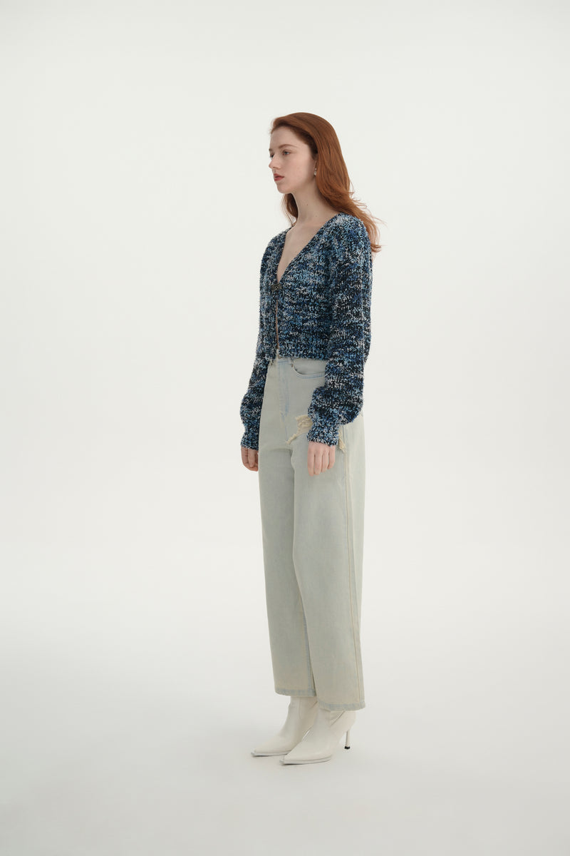 Marled knit boxy cardigan