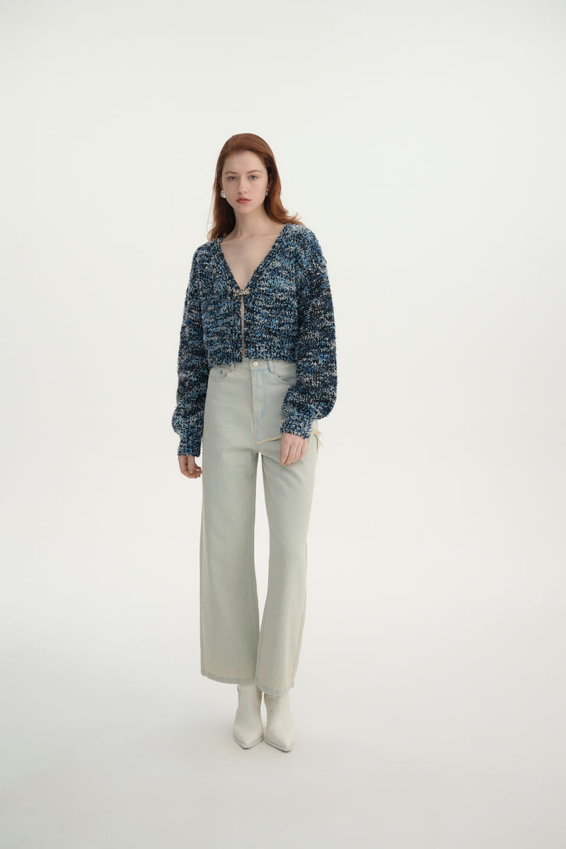 Marled knit boxy cardigan