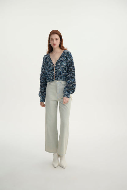 Marled knit boxy cardigan