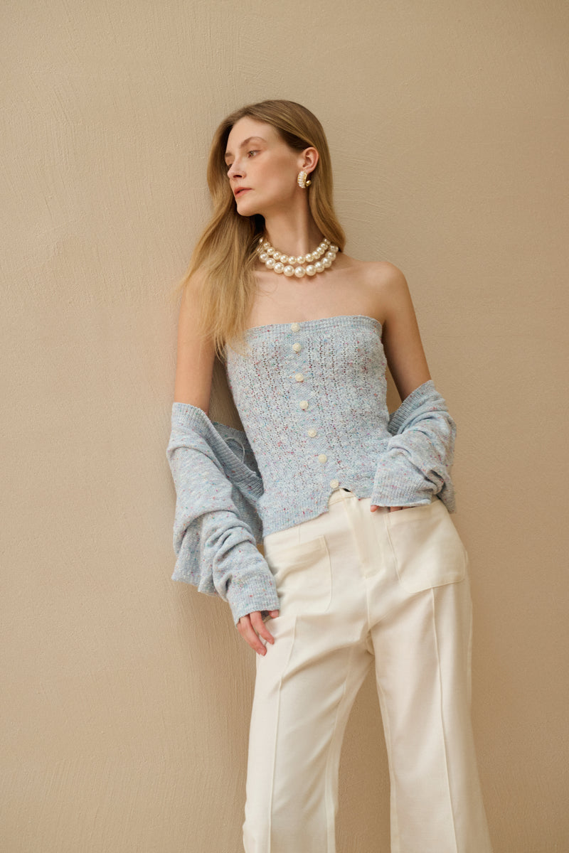 Marled knit tube top & shrug
