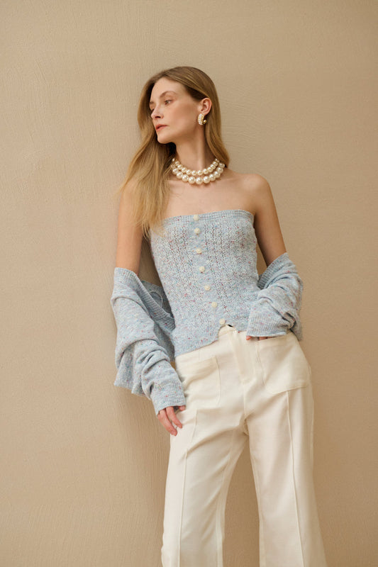 Marled knit tube top & shrug