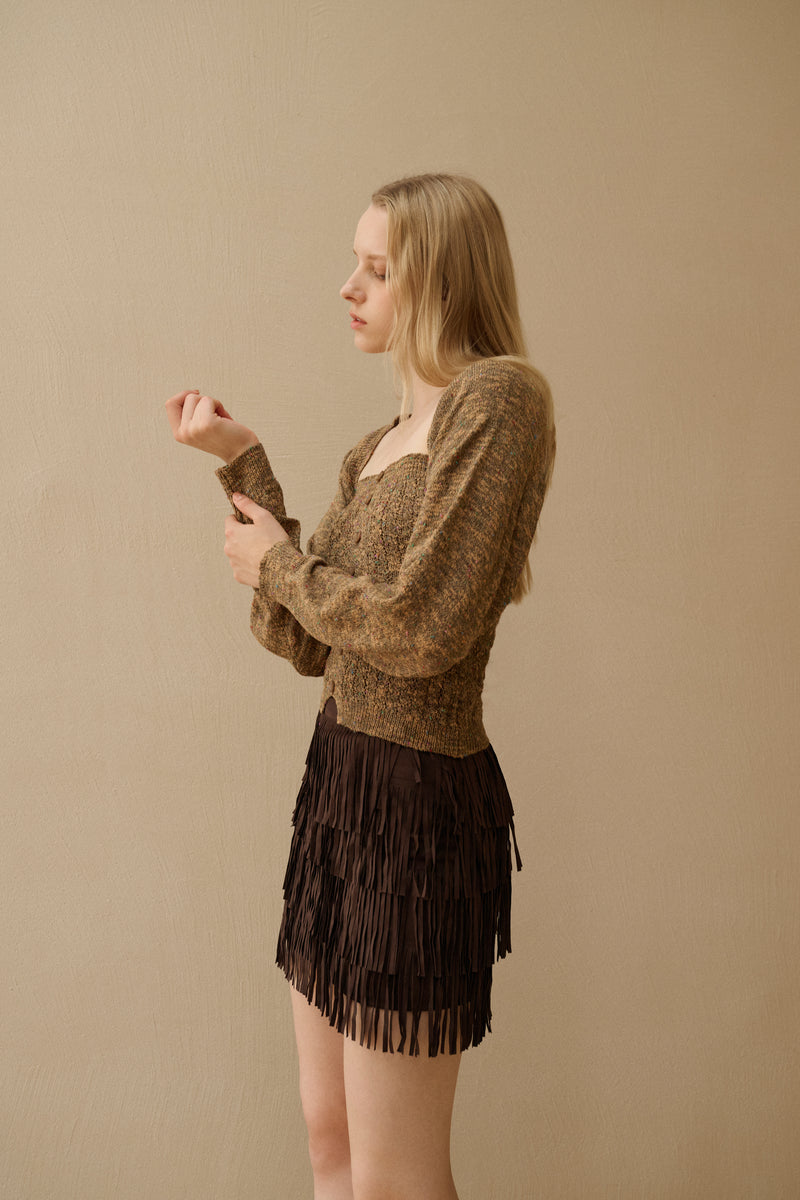 Marled knit tube top & shrug
