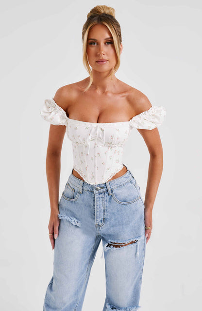 Matilda Corset - Blush Floral Print Tops Babyboo Fashion Premium Exclusive Design