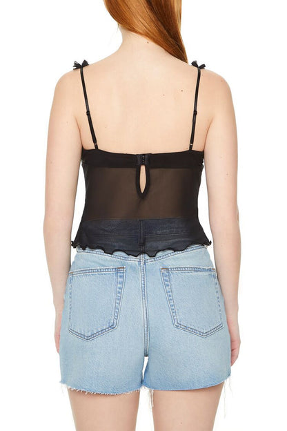 Mesh Ruffle Bustier Cami