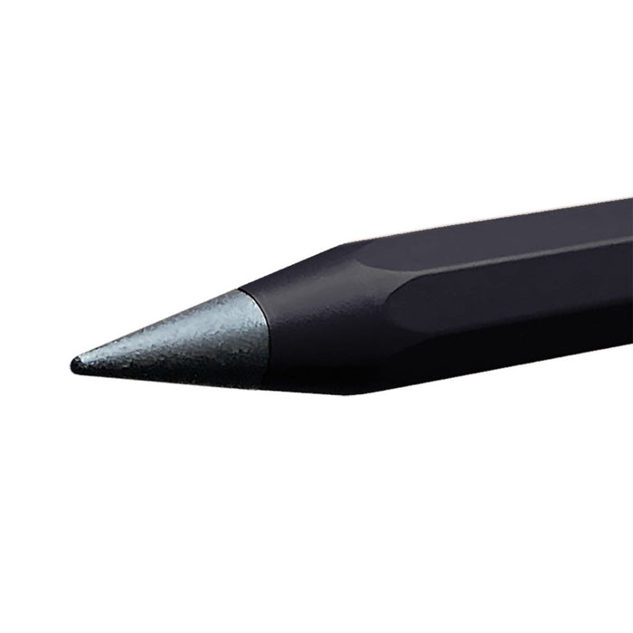 Close-up of a black pencil on a white background
