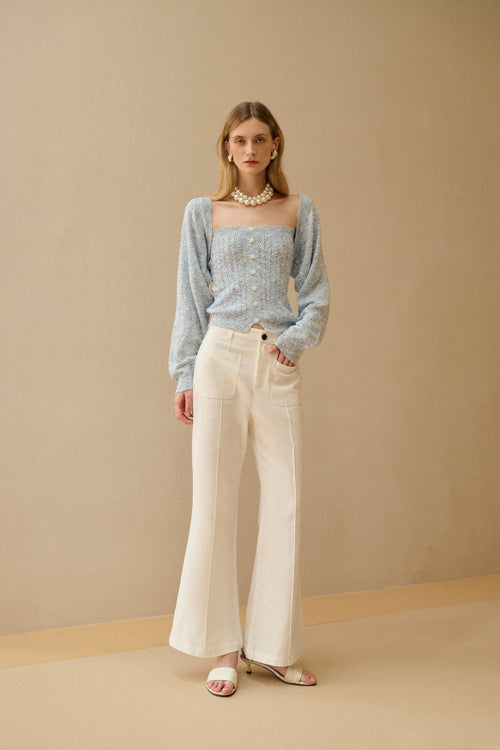 Mid-rise flared pants