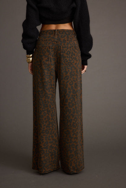 Close-up of the Midland Leopard Print Pant showcasing the fabric texture and design details.