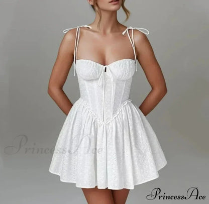 Mirka Elegant Mini Dress White / S
