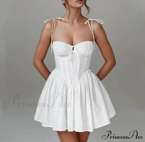 Mirka Elegant Mini Dress White / S