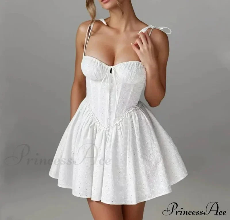 Mirka Elegant Mini Dress White / M