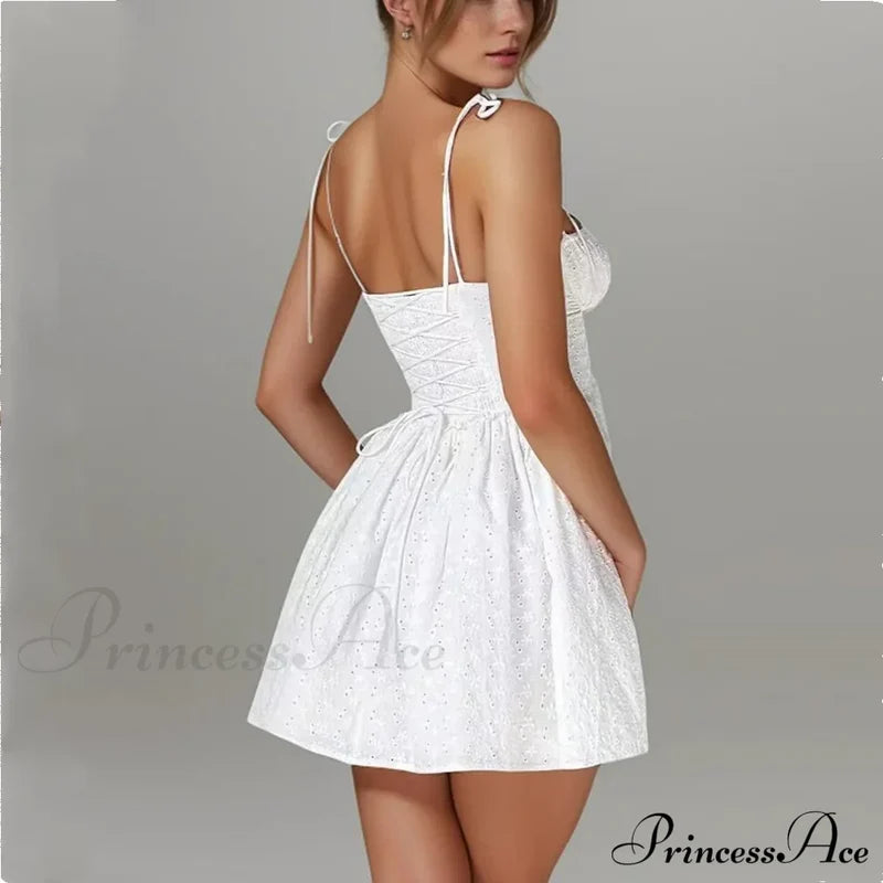 Mirka Elegant Mini Dress White / L