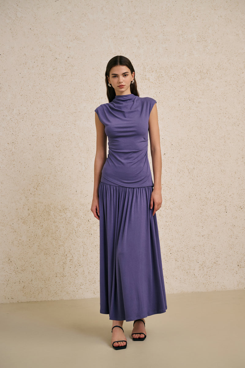 Mock neck cap sleeve set