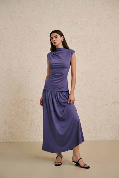 Mock neck cap sleeve set