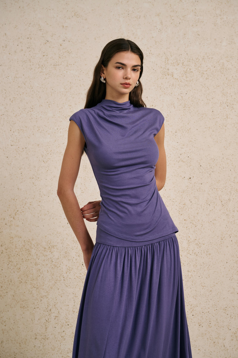 Mock neck cap sleeve set