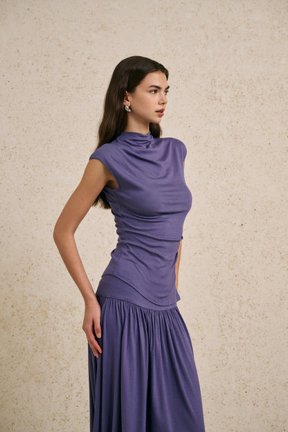 Mock neck cap sleeve set