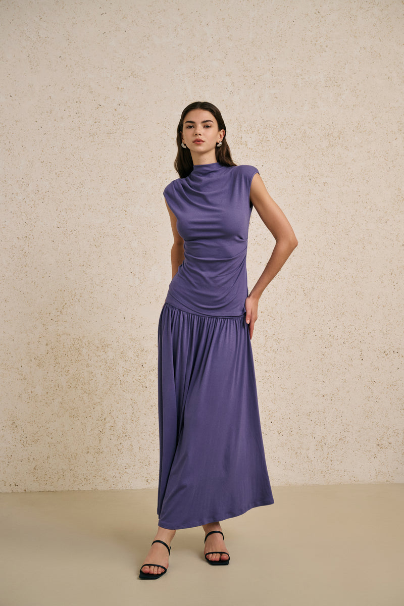 Mock neck cap sleeve set