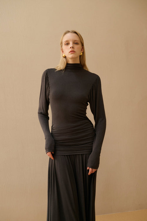 Mock neck ruched set