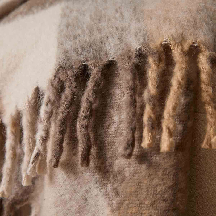 Mocka Check Throw Blanket - Beige