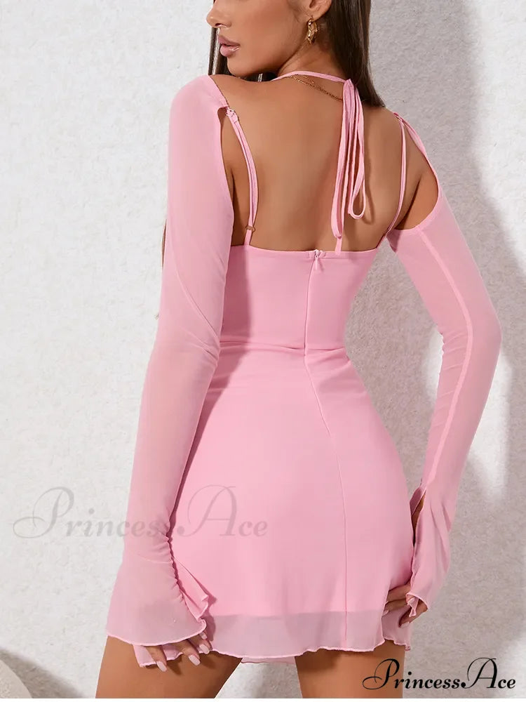 Monari Elegant Mini Dress Pink / S