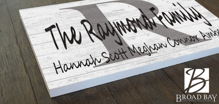 Monogram Family Name Sign Custom With Est. Date or Family Member Names - Broad Bay Personalized Gifts Shipped Fast
