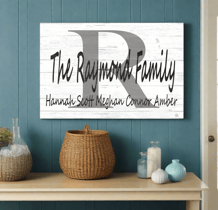 Monogram Family Name Sign Custom With Est. Date or Family Member Names - Broad Bay Personalized Gifts Shipped Fast
