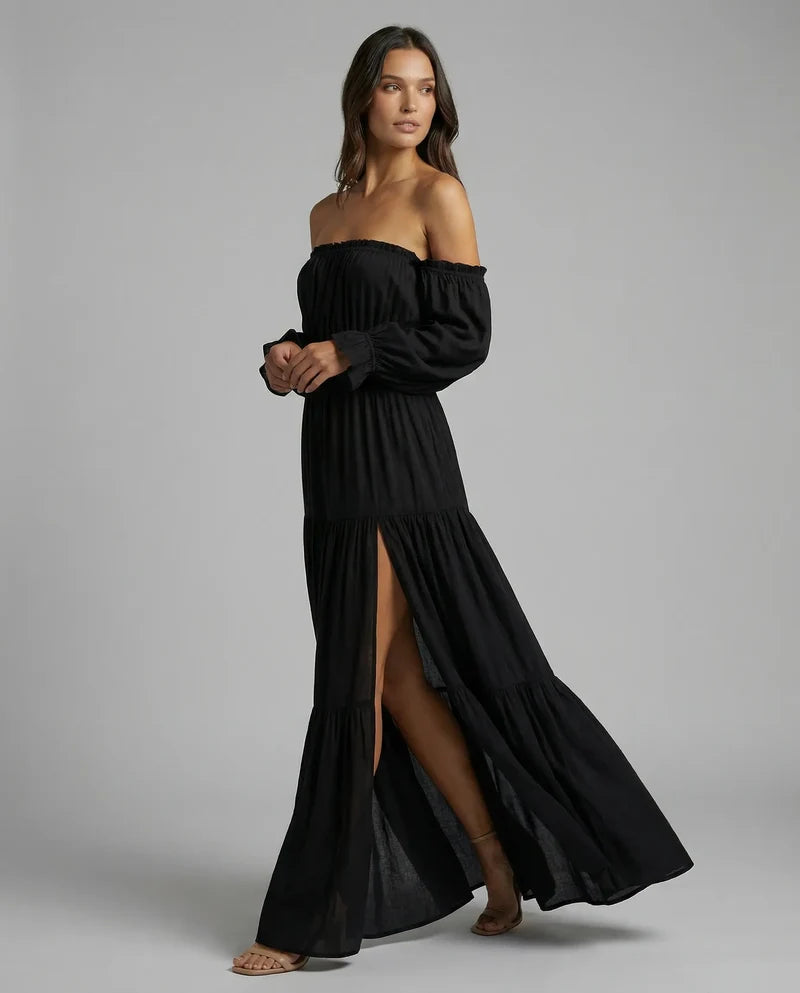 Moonfall Layered Slit Maxi Dress