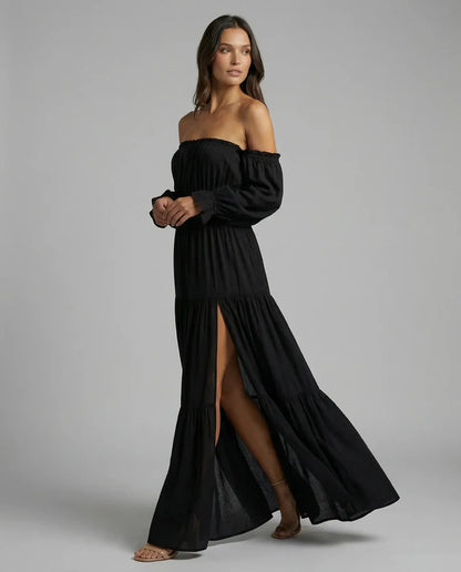 Moonfall Layered Slit Maxi Dress