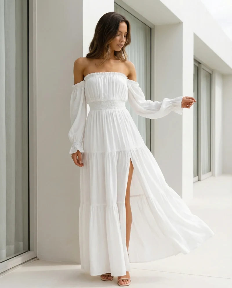 Moonfall Layered Slit Maxi Dress