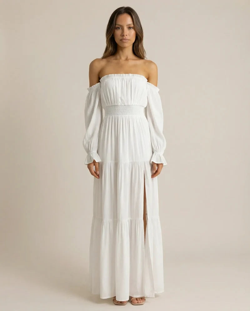 Moonfall Layered Slit Maxi Dress