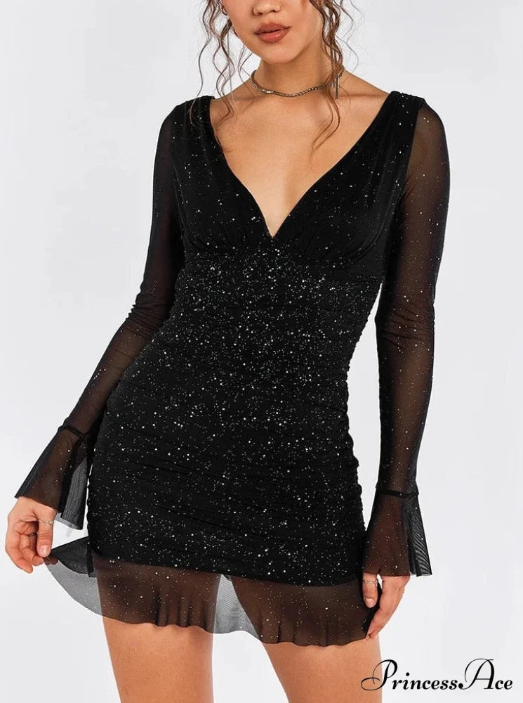 Morena Elegant Mini Dress Black / Xs