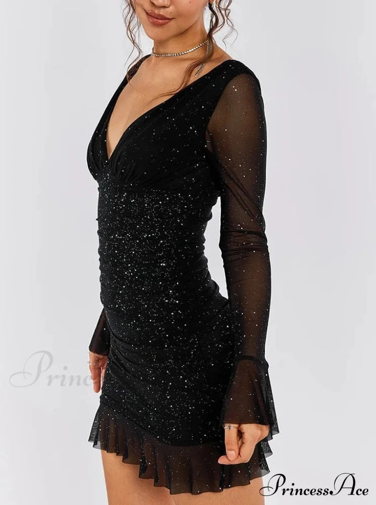 Morena Elegant Mini Dress Black / L
