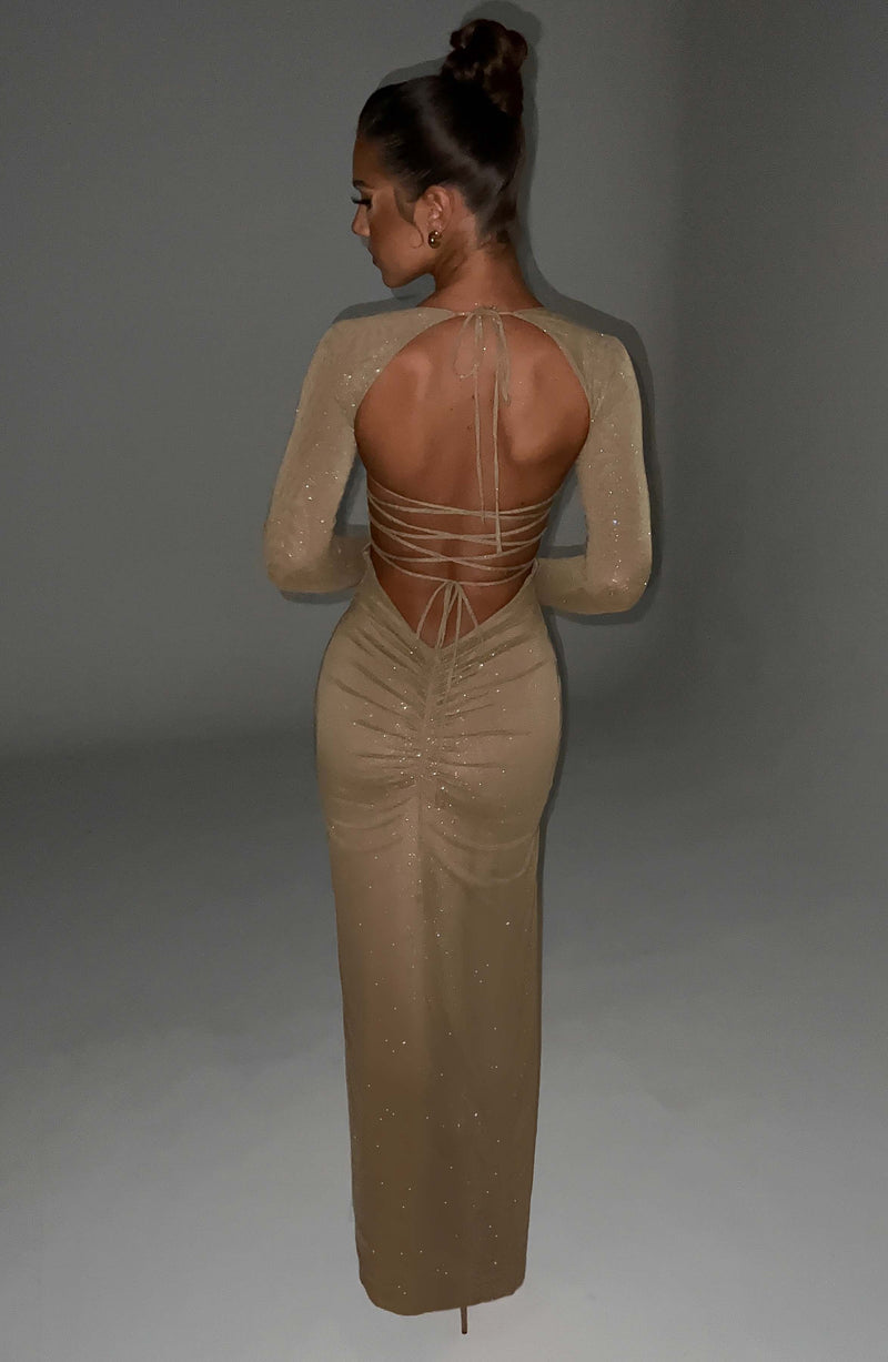 Nadia Maxi Dress - Gold Sparkle Dress Babyboo Fashion Premium Exclusive Design