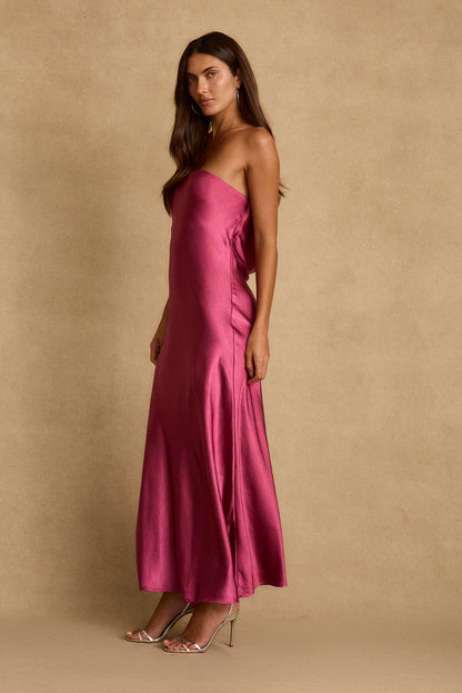 Natalia Fuschia Strapless Maxi Dress