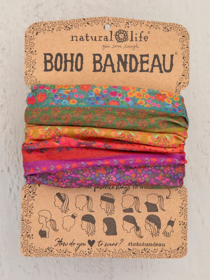 Natural Life Full Bandeau Headband- Rainbow Borders