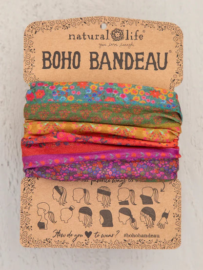 Natural Life Full Bandeau Headband- Rainbow Borders