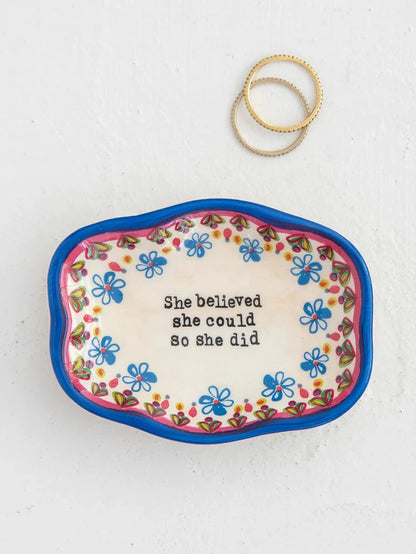 Natural Life Heart Trinket Dish "She Believed"
